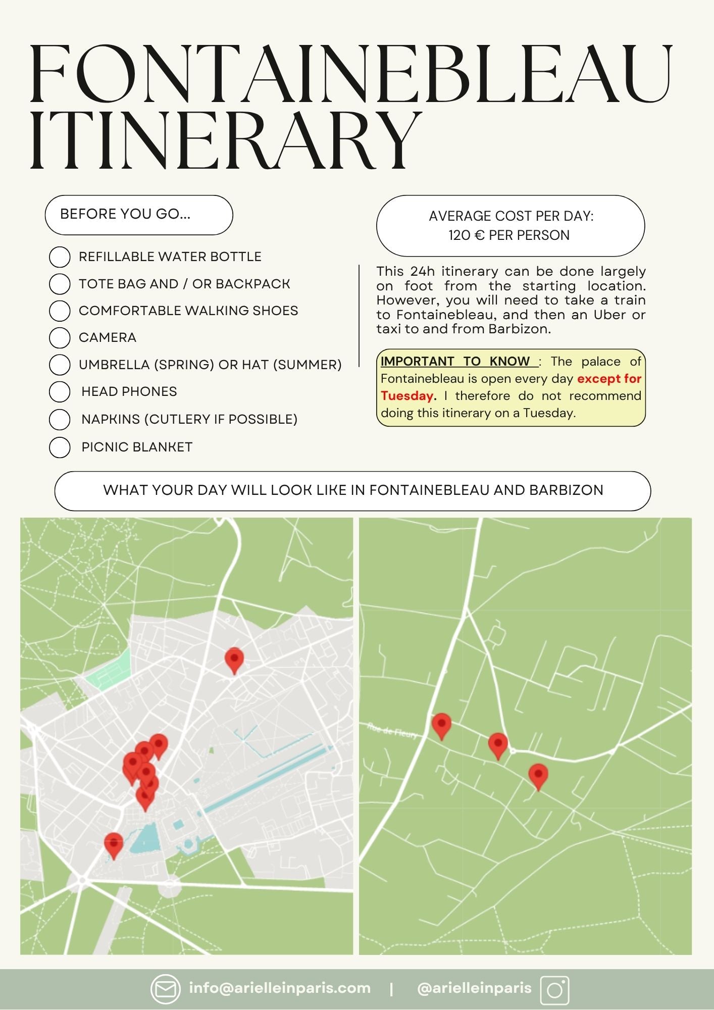 WELCOME TO FONTAINEBLEAU : DAY TRIP ITINERARY